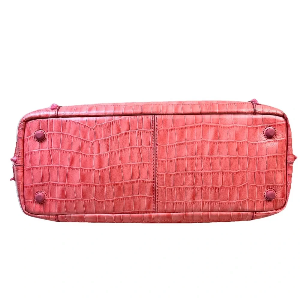 Cole‎ Haan x Rodarte Soft Satchel Croc Embossed Leather Pink Large Shoulder Bag